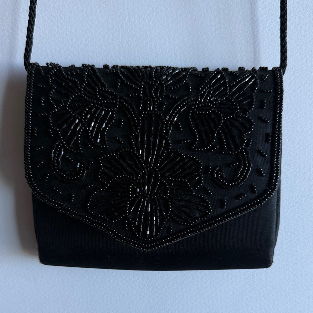La Regale Black Beaded Clutch